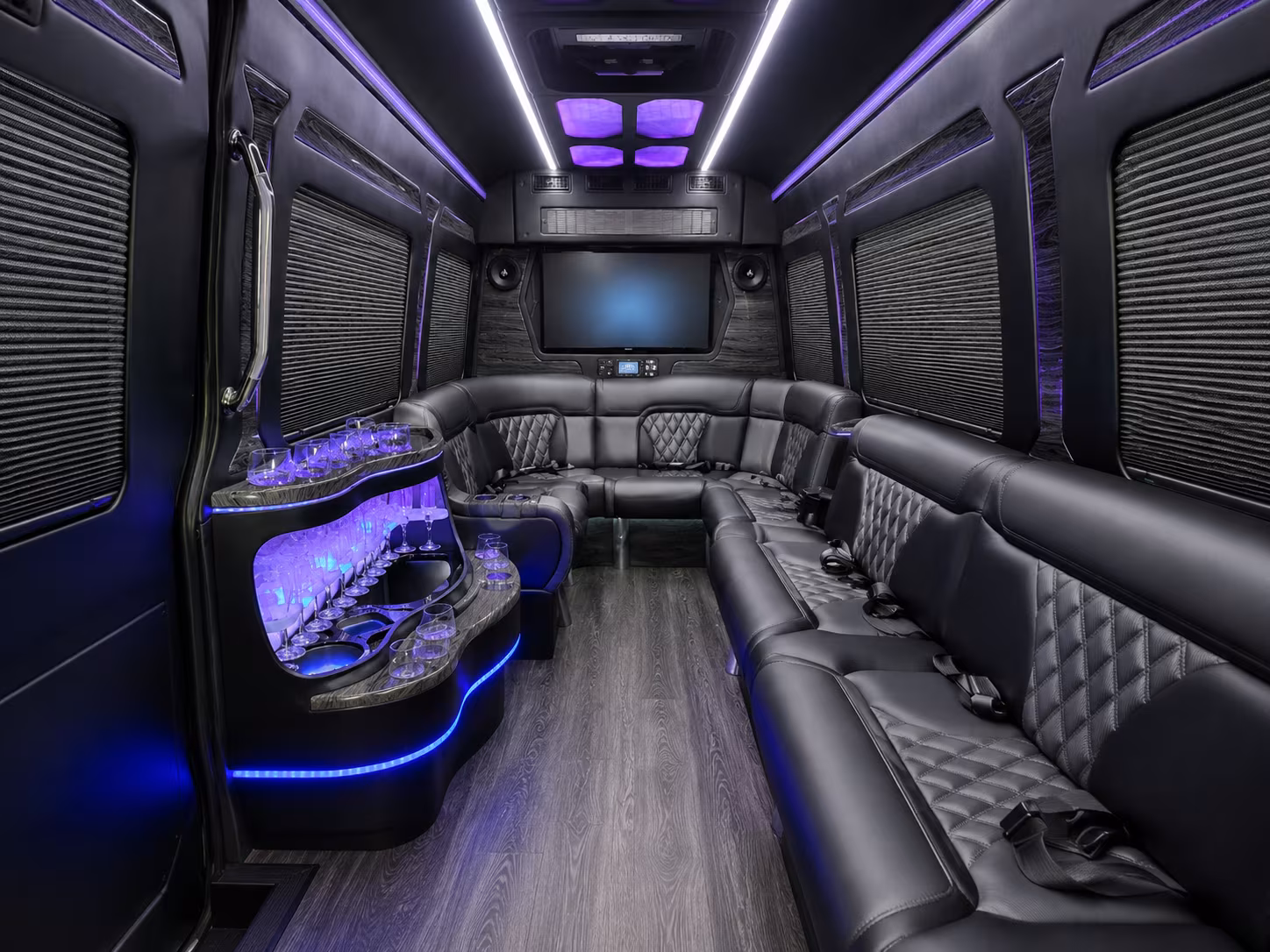 medford 28 passenger party bus interior