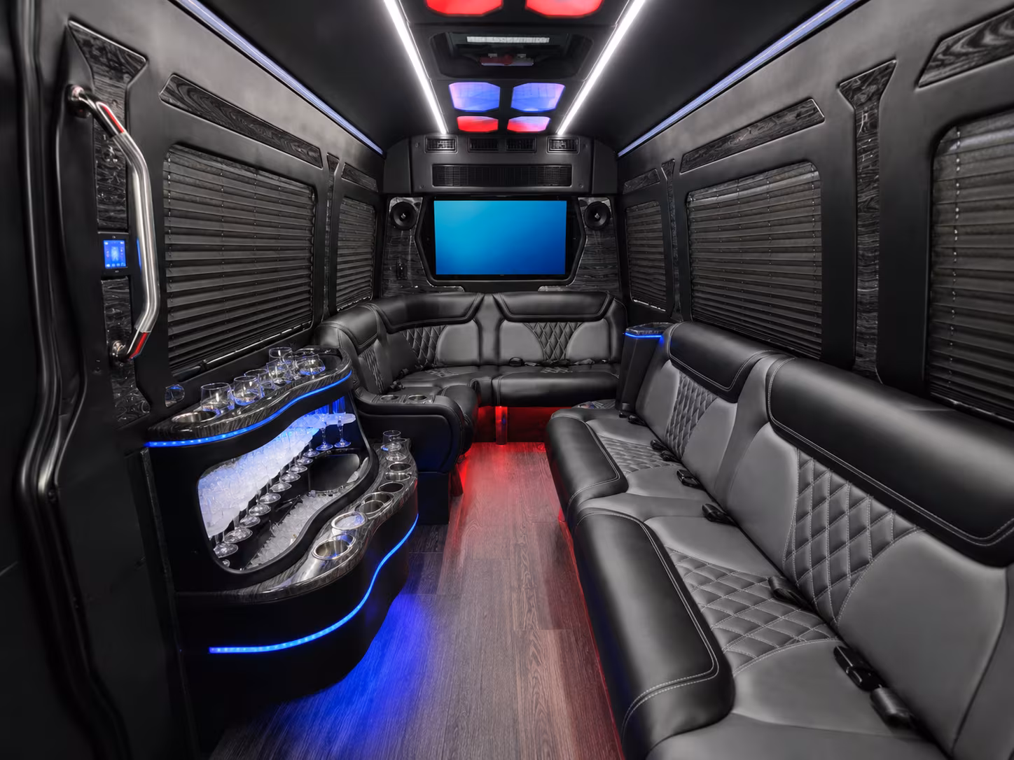 medford 40 passenger party bus inside